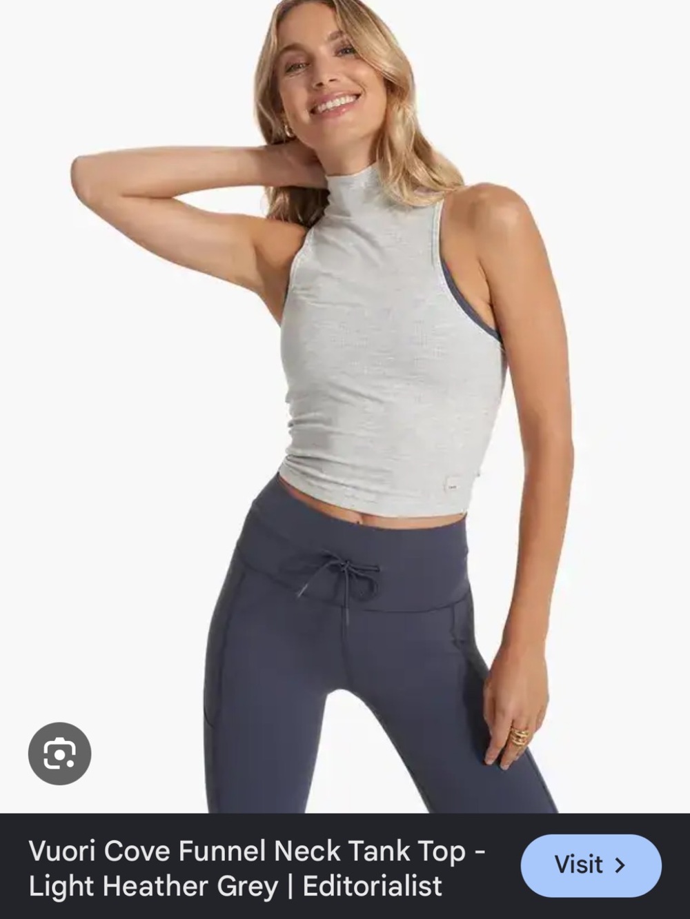 Vuori Sleeveless Ribbed Turtleneck - Light Gray